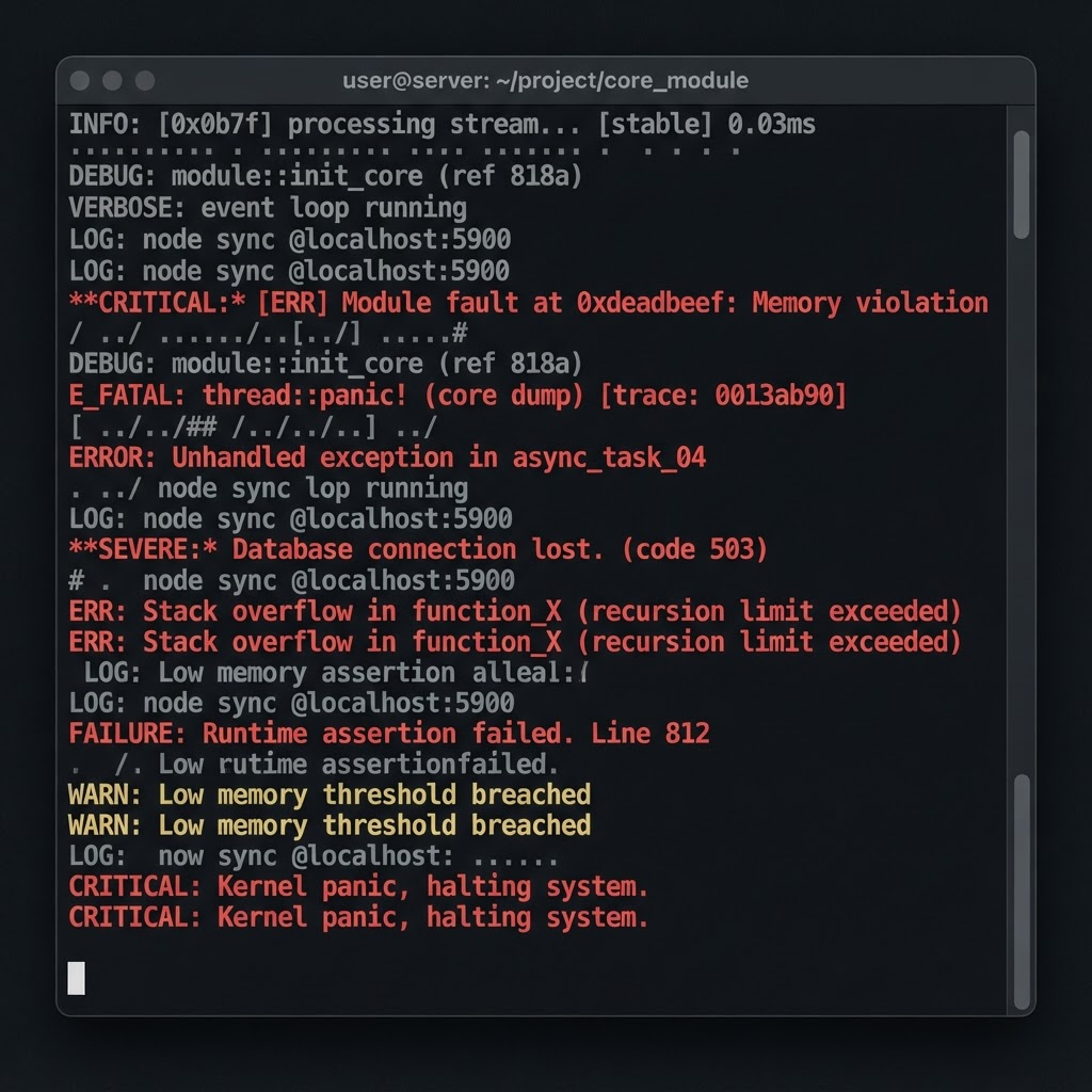 Console log window showing emulator boot errors