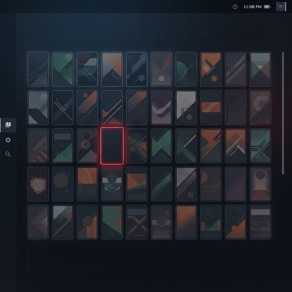 Grid of game cover art in an emulator library view